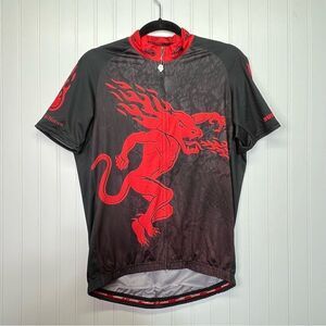 NWT Jakroo Cycling Bike fireball Jersey. Size M. Short Sleeves. Double Pocket